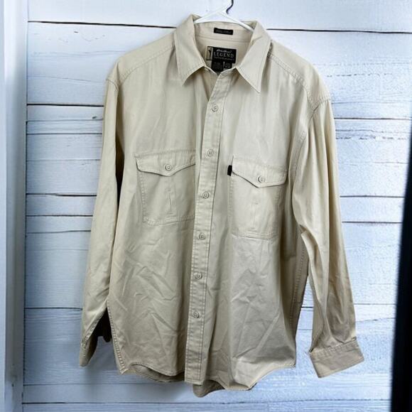 Vintage Eddie Bauer Men’s Medium Legend Khaki Button-up Shirt Medium Weight - Picture 1 of 4